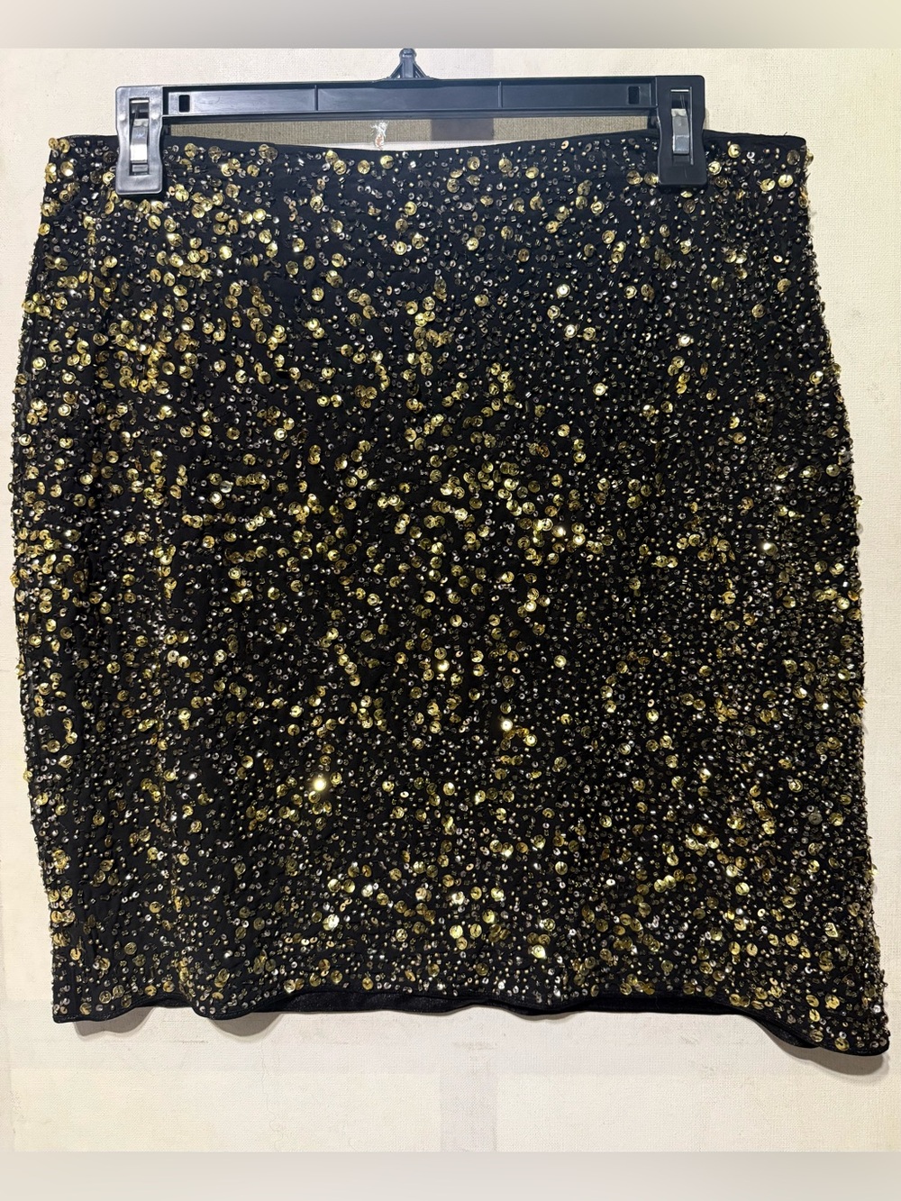 Boston Proper Black & Gold Mini Skirt with Gold Sequins